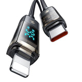 Mcdodo Digital Display Auto Power Off 36W Type-C to Lightning Transparent Data Cable  1.2m(Black)