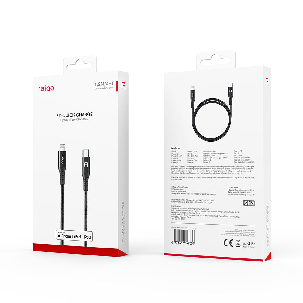 Mcdodo RELIQO MFI Certified Original Chip Type-C Data Cable with PD Fast Charging, Lightning Cable for iPhone