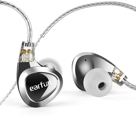 EarFun EH100 in-Ear Audiophile Headphones, Hi-Res 2DD+1BA IEMs HiFi Wired Balanced Sound Earphones Melting & Casting Molding (Silver)