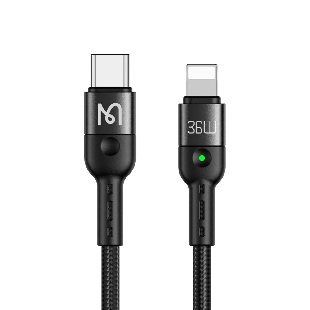Mcdodo 36W Type-C to Lightning Coil Data Cable, 1.8m, with a transmission speed of 480Mbps (Black)