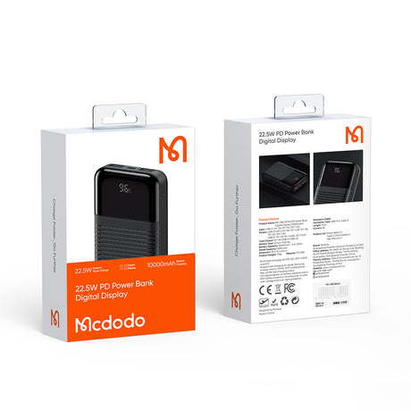 Mcdodo Moon Series ABS+PC Digital Display 10000mAh Mini Power Bank 22.5W(Black)
