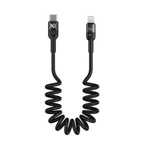 Mcdodo 36W Type-C to Lightning Coil Data Cable, 1.8m, with a transmission speed of 480Mbps (Black)