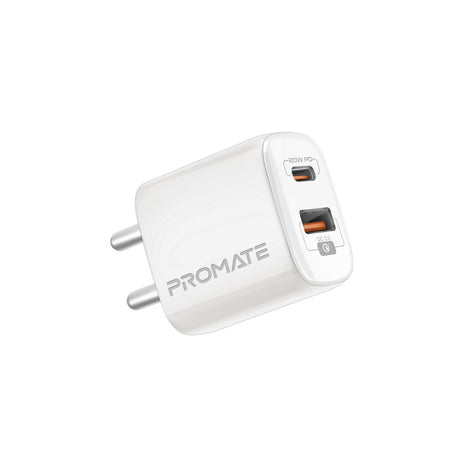 Promate BiPlug-2 20W High-Speed Dual Port Charger(Black,White)