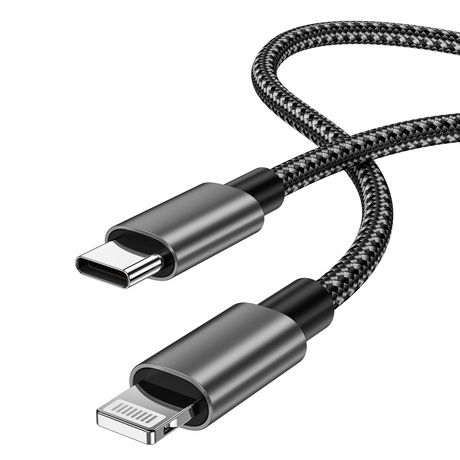 Sharge USB-C to Lightning Braided cable With MFI Certified(Black)