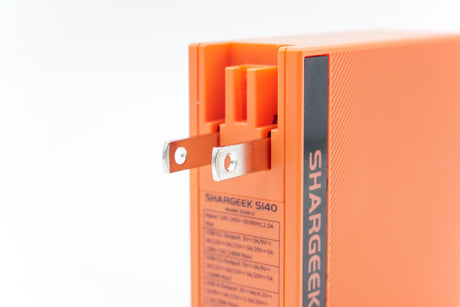 Sharge 140W PD3.1 GaN Charger, Compact Size & Portable, Efficient Power Distribution, Heat Control, Multiple Outputs (2x USB-C, 1x USB-A) (Orange)